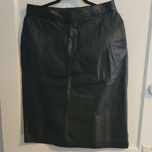 Classic Black Leather Skirt